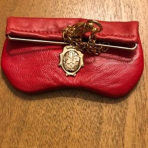 Firenze Red Small Coin Purse w. Key chain & snap.